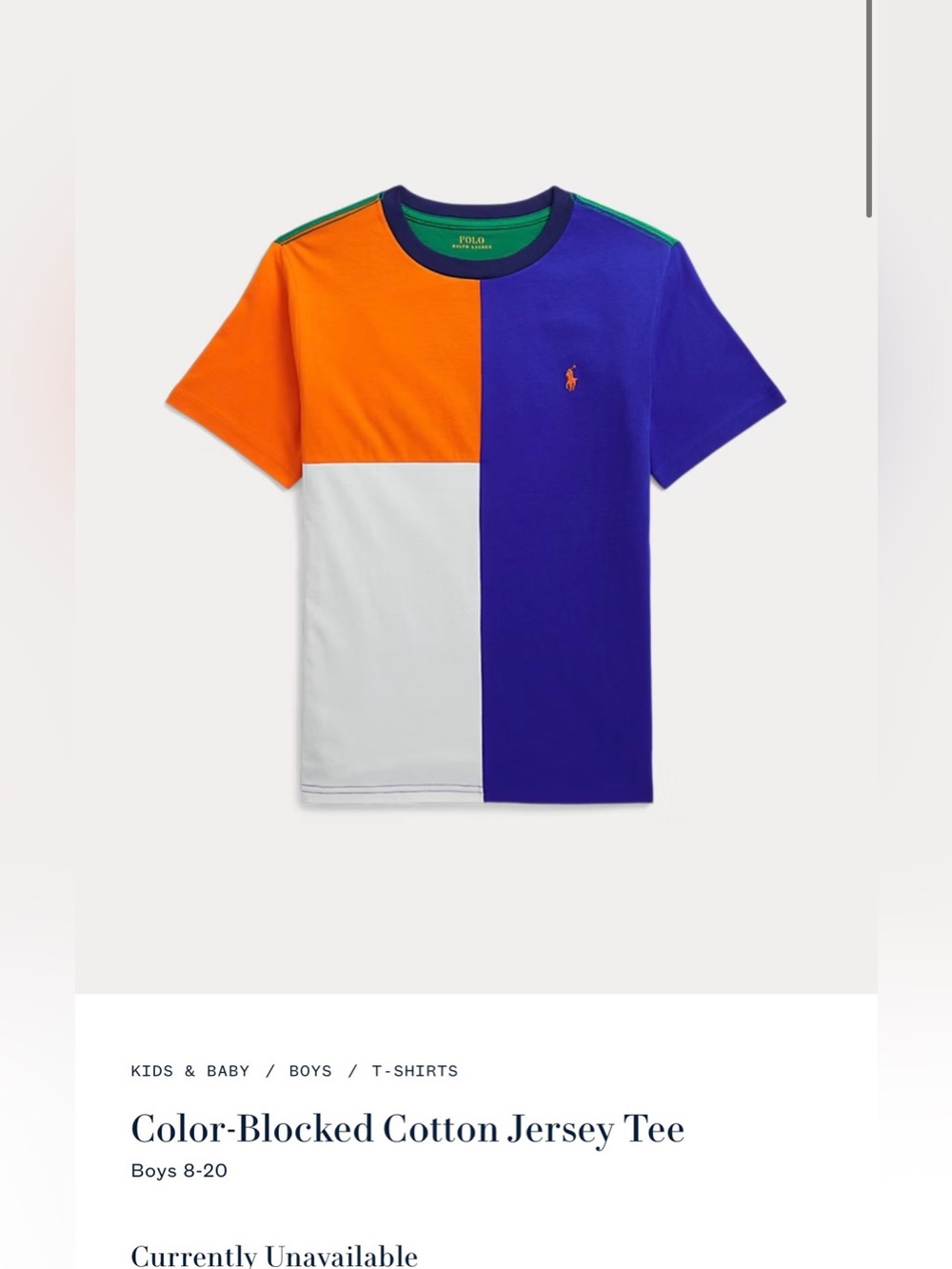 Ralph Lauren Boys Colorblock Tee